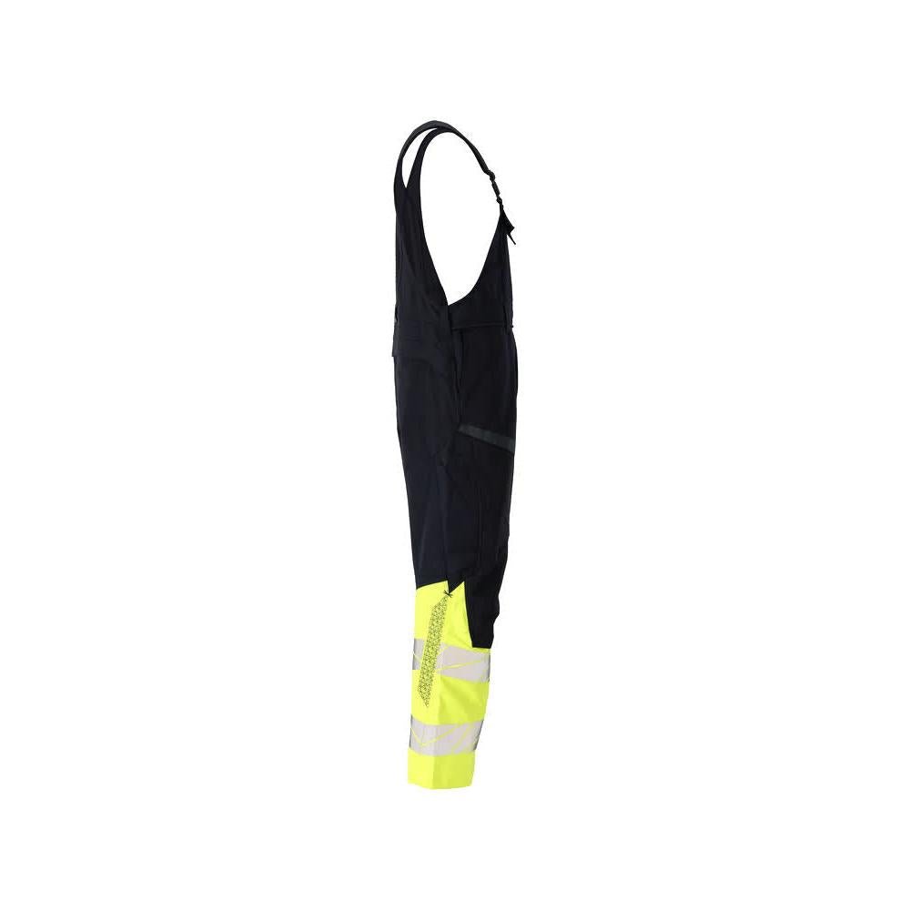 Dungerbyxor, knäfickor, stretchinlägg Multisafe byxor, svart blå/hi-vis gul