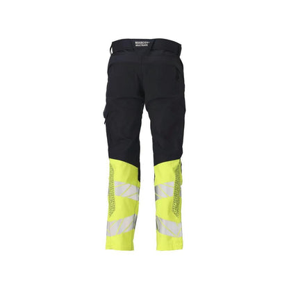 Byxor med knäfickor, stretchinlägg Multisafe byxor, svart blå/hi-vis gul