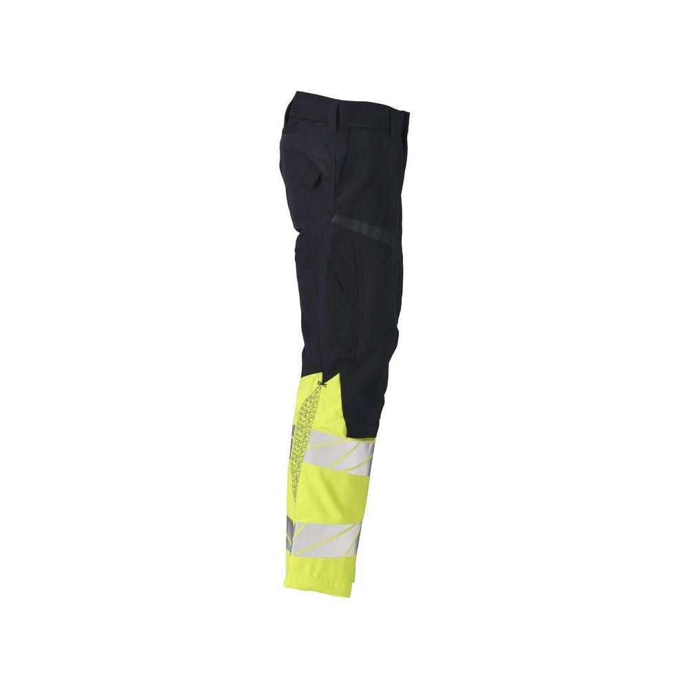 Byxor med knäfickor, stretchinlägg Multisafe byxor, svart blå/hi-vis gul