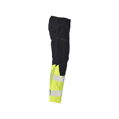 Byxor med knäfickor, stretchinlägg Multisafe byxor, svart blå/hi-vis gul