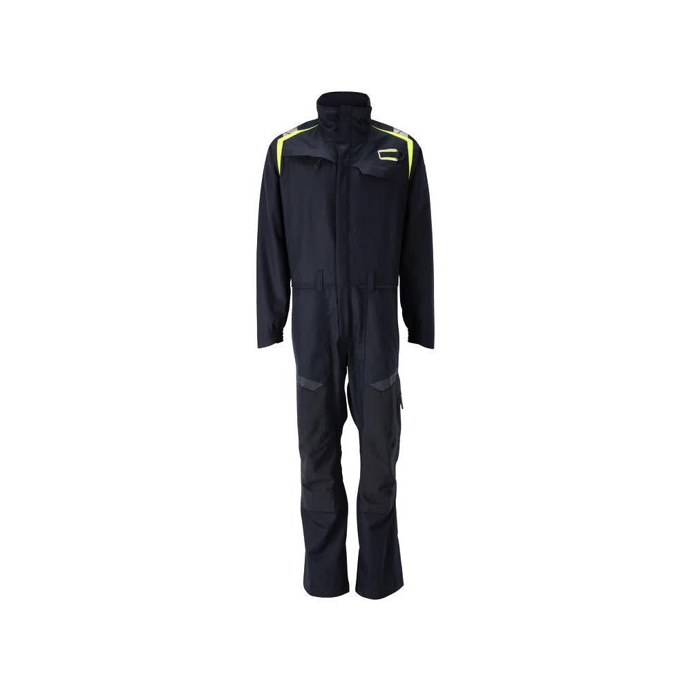 Overall, knäfickor, stretchinlägg kombination Multisafe, svart blå/hi-vis gul