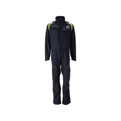Overall, knäfickor, stretchinlägg kombination Multisafe, svart blå/hi-vis gul