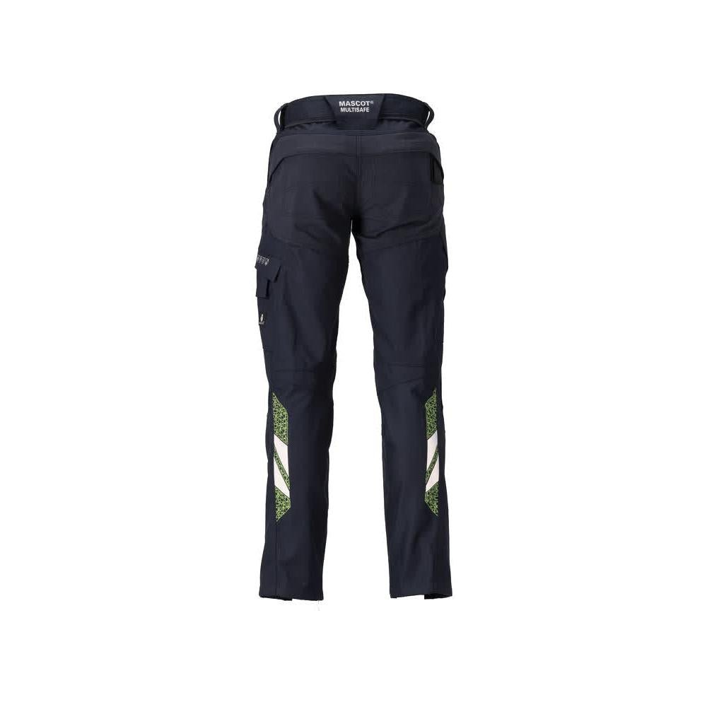 Byxor med knäfickor, dam Multisafe byxor, svart blå/hi-vis gul