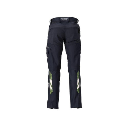 Byxor med knäfickor, dam Multisafe byxor, svart blå/hi-vis gul