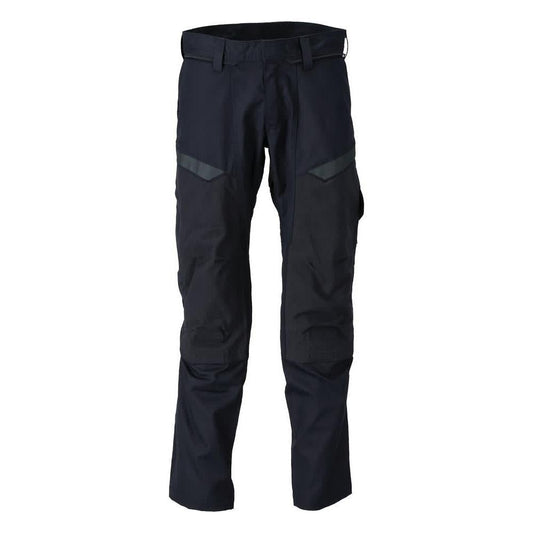 Byxor med knäfickor, stretchinlägg Multisafe byxor, svart blå/hi-vis gul