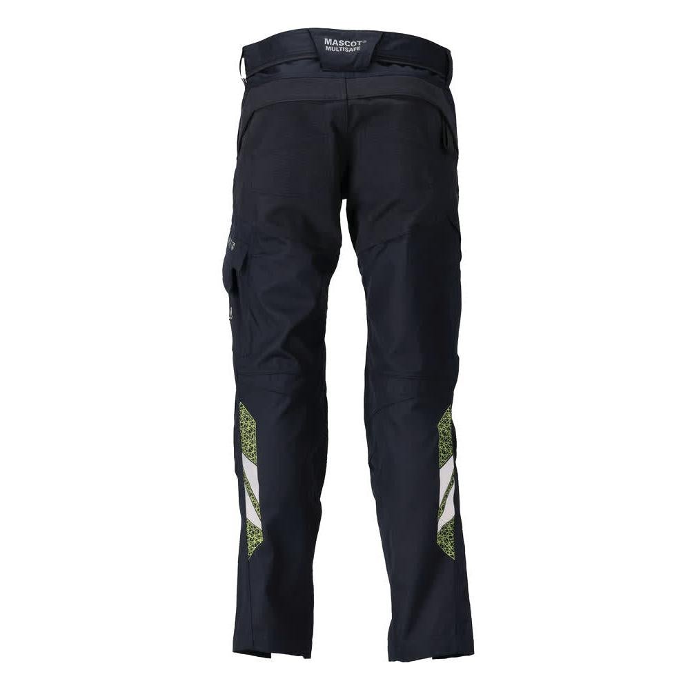 Byxor med knäfickor, stretchinlägg Multisafe byxor, svart blå/hi-vis gul