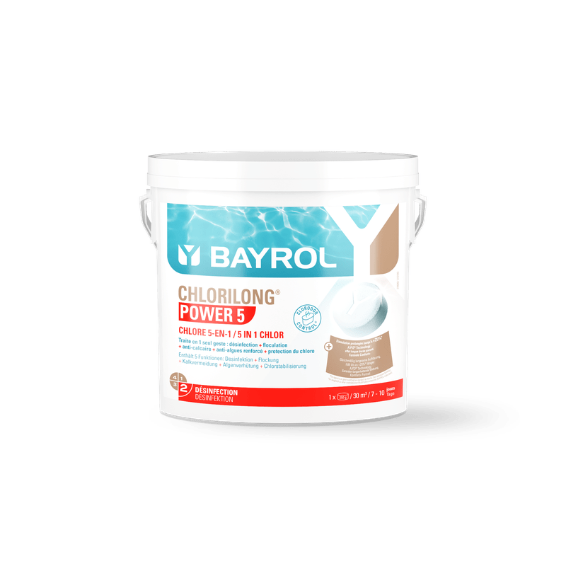 BAYROL Chlorilong® POWER 5 Långsamt upplösande 5-funktions klortabletter