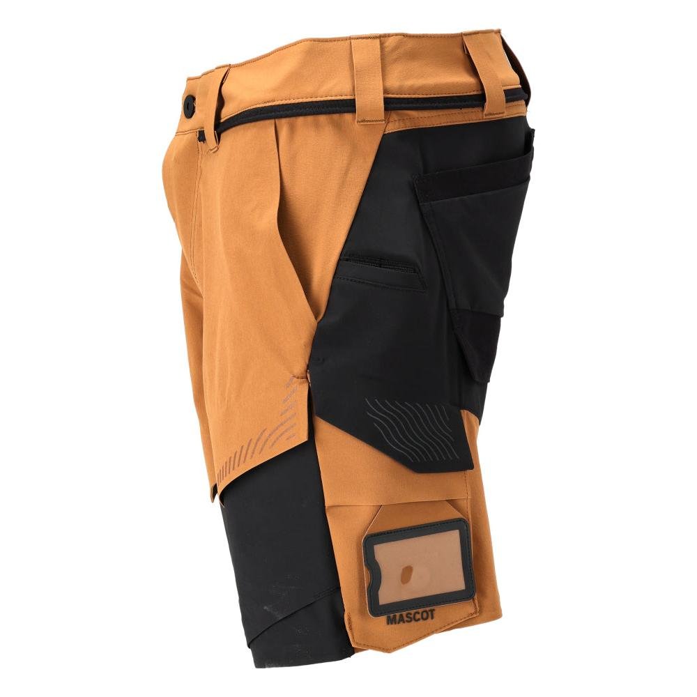 Shorts, stretch, lätta shorts, nötbrun/svart