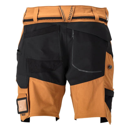 Shorts, stretch, lätta shorts, nötbrun/svart