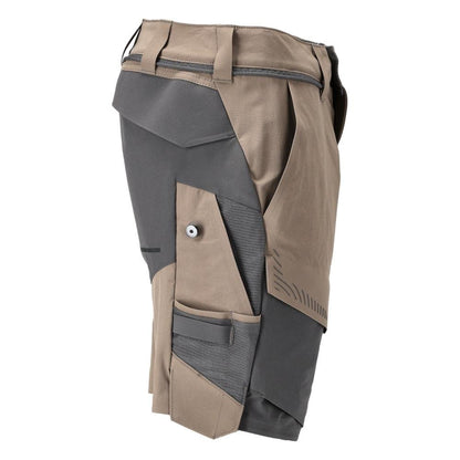 Shorts, stretch, lätta shorts, mörk sandbeige/antracitgrå