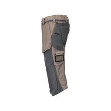 Trekvarts byxor, knäfickor, stretch craftsman trekvarts byxor, mörk sandbeige/antracitgrå