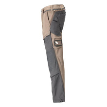 Byxor, knäfickor, stretch, ljusa byxor, mörk sandbeige/antracitgrå