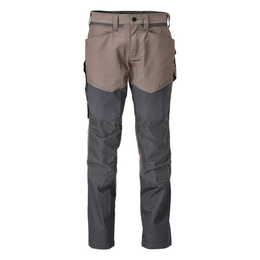 Byxa med knäfickor byxor, mörk sandbeige/antracitgrå