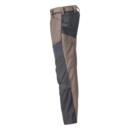 Byxa med knäfickor byxor, mörk sandbeige/antracitgrå