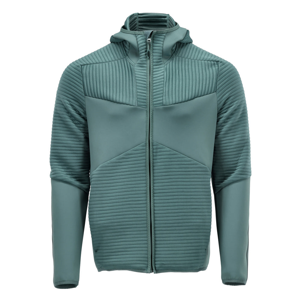 Fleecetröja, huva, jacka i mikrofleece med dragkedja, ljus skogsgrön