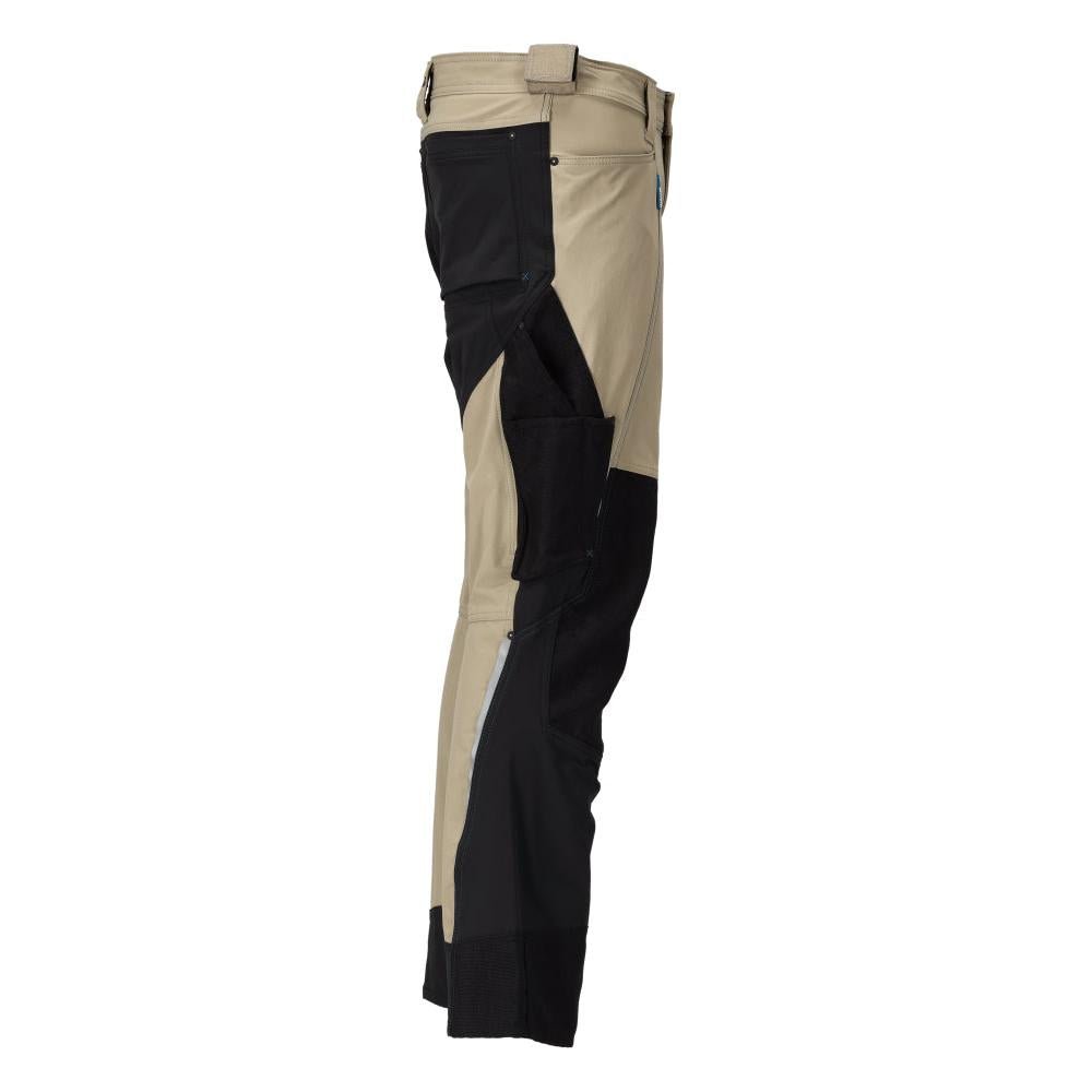 Byxor med knäfickor, stretch, lätta byxor, ljus khaki/svart