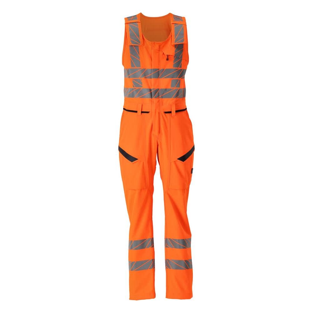 Kombinationsbyxa med lårfickor, kombinationsbyxor i stretch, hi-vis orange