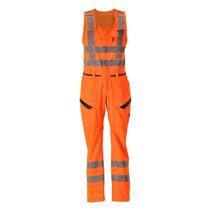 Kombinationsbyxa med lårfickor, kombinationsbyxor i stretch, hi-vis orange