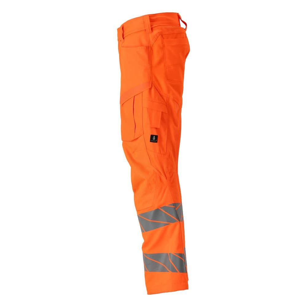 Byxor med knäfickor, byxor med stretchinlägg, hi-vis orange