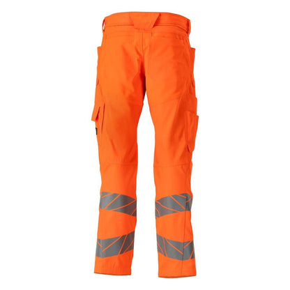 Byxor med knäfickor, byxor med stretchinlägg, hi-vis orange