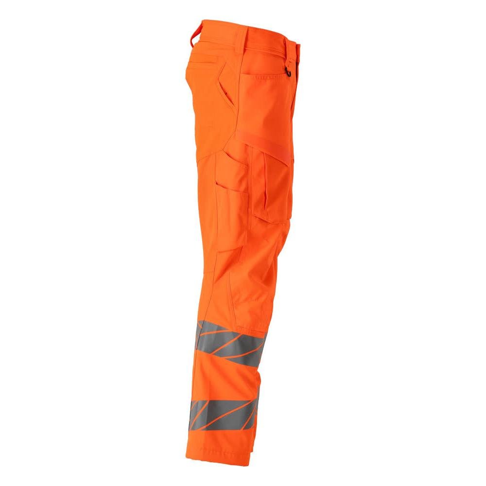 Byxor med knäfickor, byxor med stretchinlägg, hi-vis orange