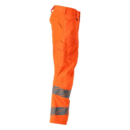 Byxor med knäfickor, byxor med stretchinlägg, hi-vis orange