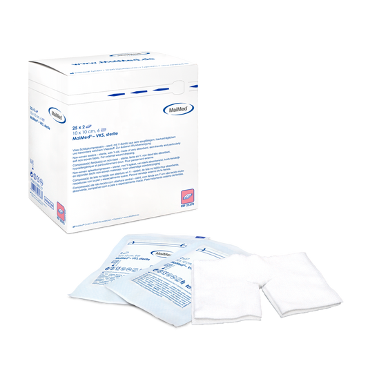 MaiMed-VKS-sterila fleece slitskompresser, 25x2 st/kartong