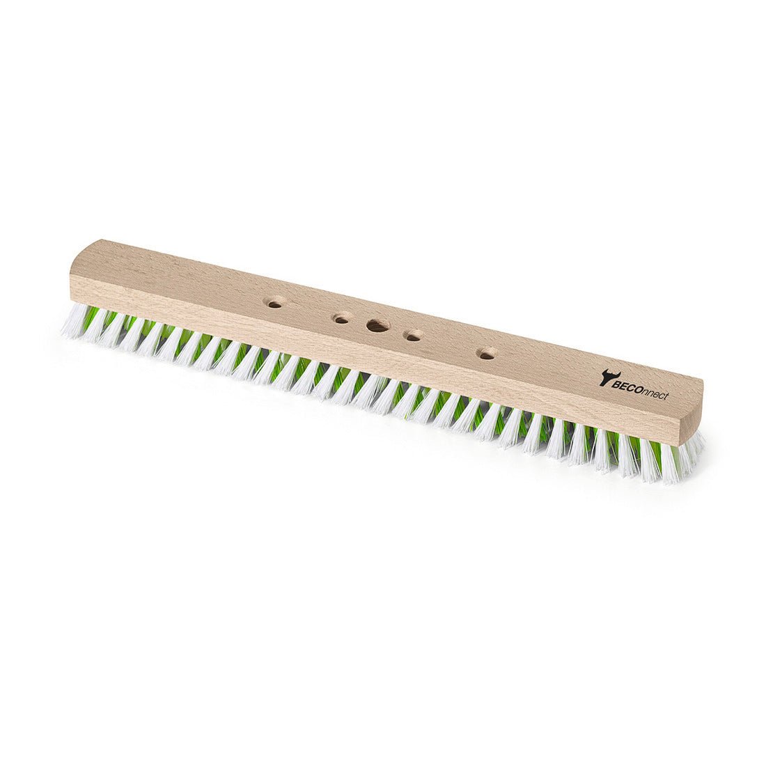 Den Nölle Profi Brush BECOnnect 40 cm stor ytmopp har en lång träbas med vita och gröna PP-borst, fyra hål och Nölle Profi Brush-logotypen i det övre högra hörnet. Märke: Nölle Profi Brush Borst- & Penselteknik e.K.