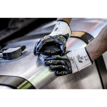 NITRAS nitrilhandskar, vit/blå, EN 388 bomullsjersey | Förpackning (12 par)