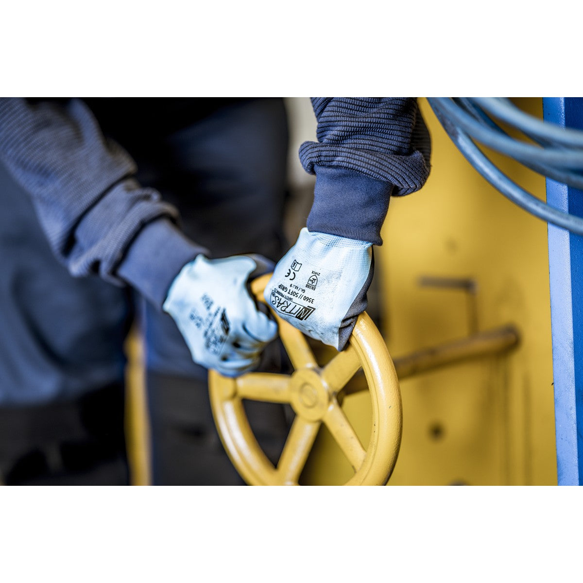 NITRAS SOFT GRIP, monteringshandskar, ljusblå / mörkblå