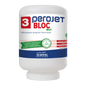 En vit 4 kg patron med texten "Dr. Schnell PEROJET BLOC 3 ECO Diskmedel för kommersiella diskmaskiner, ekologisk" från DR.SCHNELL GmbH & Co. KGaA är försedd med ekologiska certifieringsmärken på framsidan.