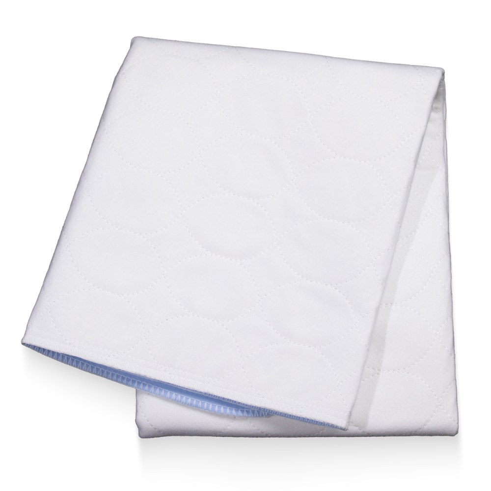 AMPri MED-COMFORT sängskyddsdyna tvättbar 75 x 90 cm, blå/vit | Förpackning (1 st)