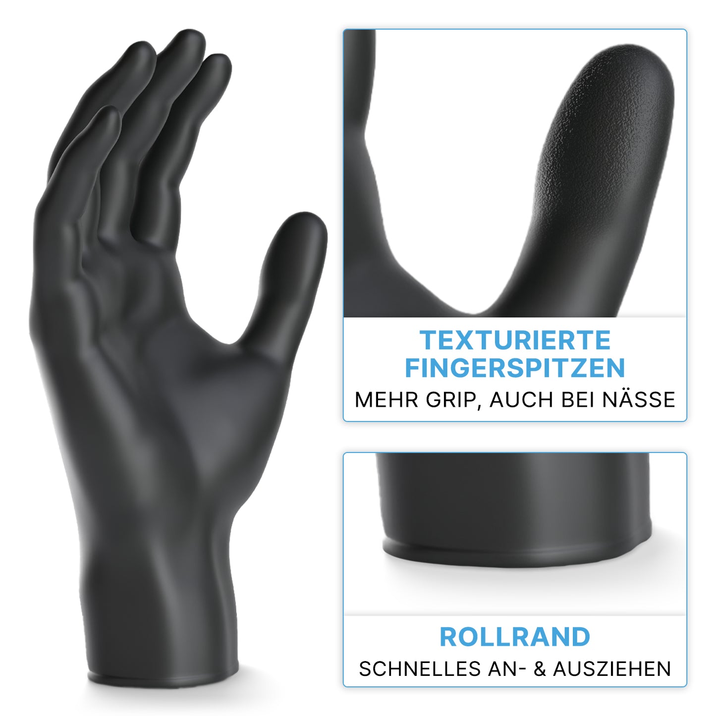 ARNOMED NITRIL BLACK XTRA STRONG från ARNOWA GmbH är en extra tjock svart engångshandske av nitril med texturerade fingertoppar för optimalt grepp och rullkant för snabb på- och avtagning.