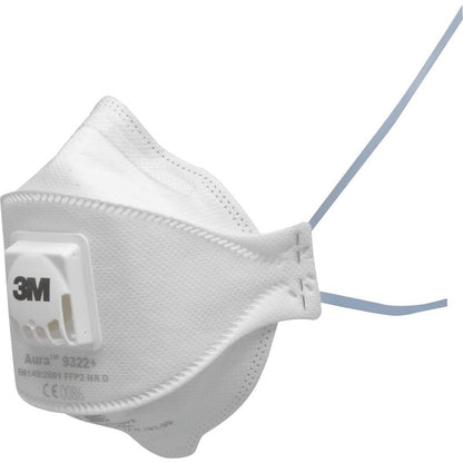 3M™ Aura™ partikelmask, FFP2, med ventil, 9322+ | Förpackning (10 stycken)