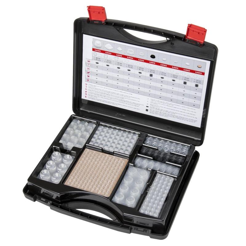 3M™ Bumpon™ Set 017 elastiska buffertar, fodral med mer än 700 delar, transparent och svart | Förpackning (1 set)