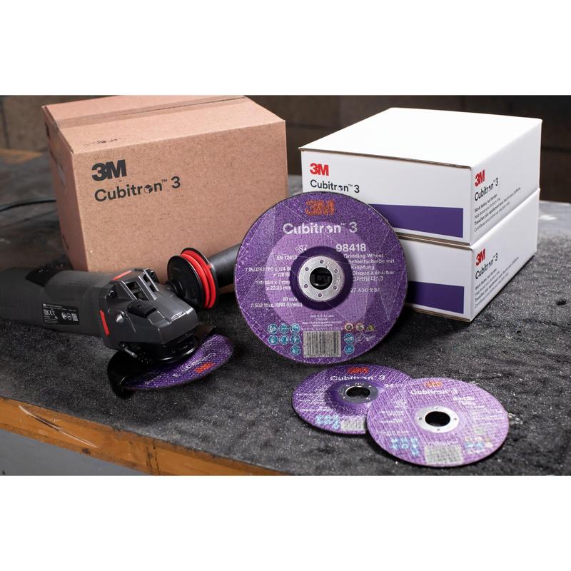 3M™ Cubitron™ 3 Cut and Grin slipskiva, 93314, 36+, T27, 100 mm x 3,2 mm x 15,88 mm, EN, 10/pack, 20 stycken/PU | Förpackning (10 stycken)