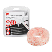 3M™ Dual Lock™ flexibelt snäppfäste SJ356B, genomskinlig, 25 mm x 2,5 m, 5,7 mm, 40 huvuden/cm², individuellt förpackad | Förpackning (1 rulle)