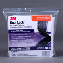 3M™ Dual Lock™ TB3870, svart, 25 mm x 3 m, 6,1 mm, 40 huvuden/cm2, utomhus | Påse (1 st)