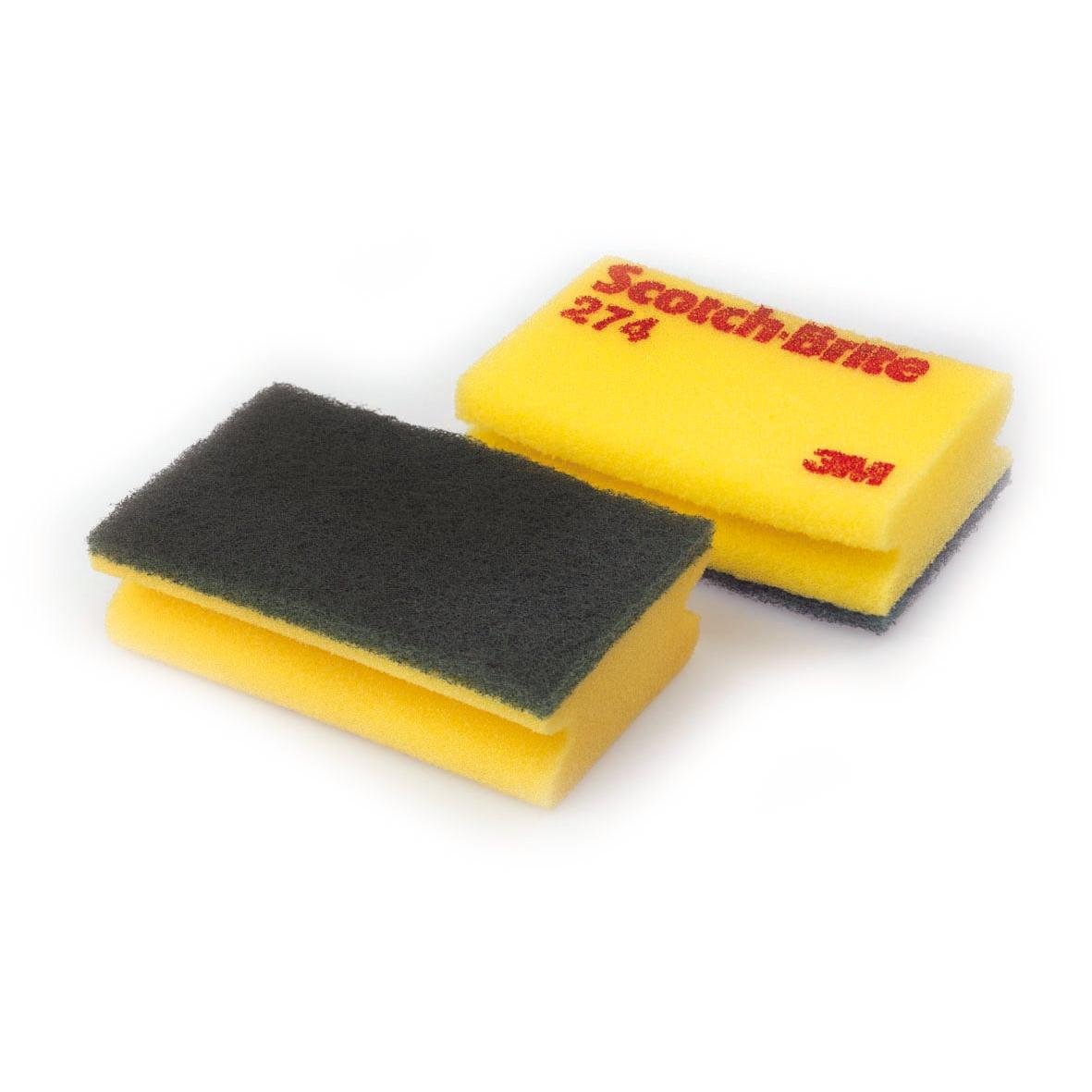 3M™ Scotch-Brite™ svamp 274, gul/grön, 95 mm x 150 mm, 10 x 10 stycken/låda | Förpackning (10 stycken)