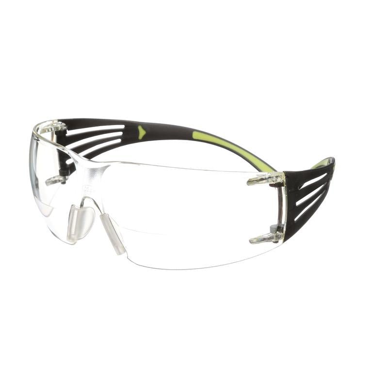 3M™ SecureFit™ 400 Reader Skyddsglasögon, svarta/gröna skalmar, repbeläggning/anti-dimmbeläggning, +2,0 Power Clear Lens, SF420AS/AF-EU, 20 per förpackning | Förpackning (1 st)