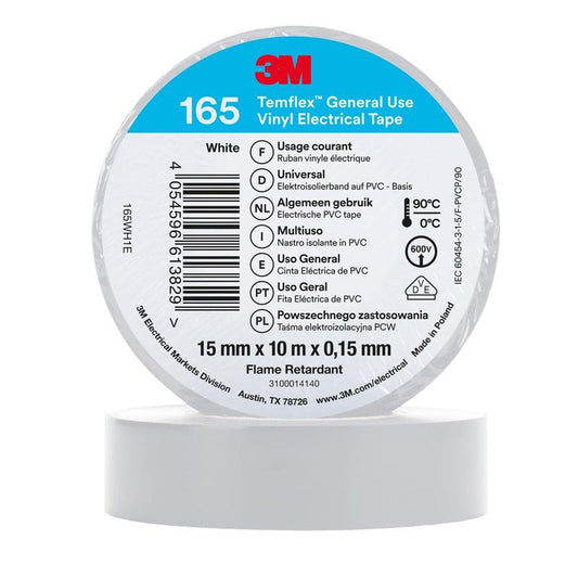 3M™ Temflex™ vinylisoleringstejp 165, vit - elektrisk isoleringstejp