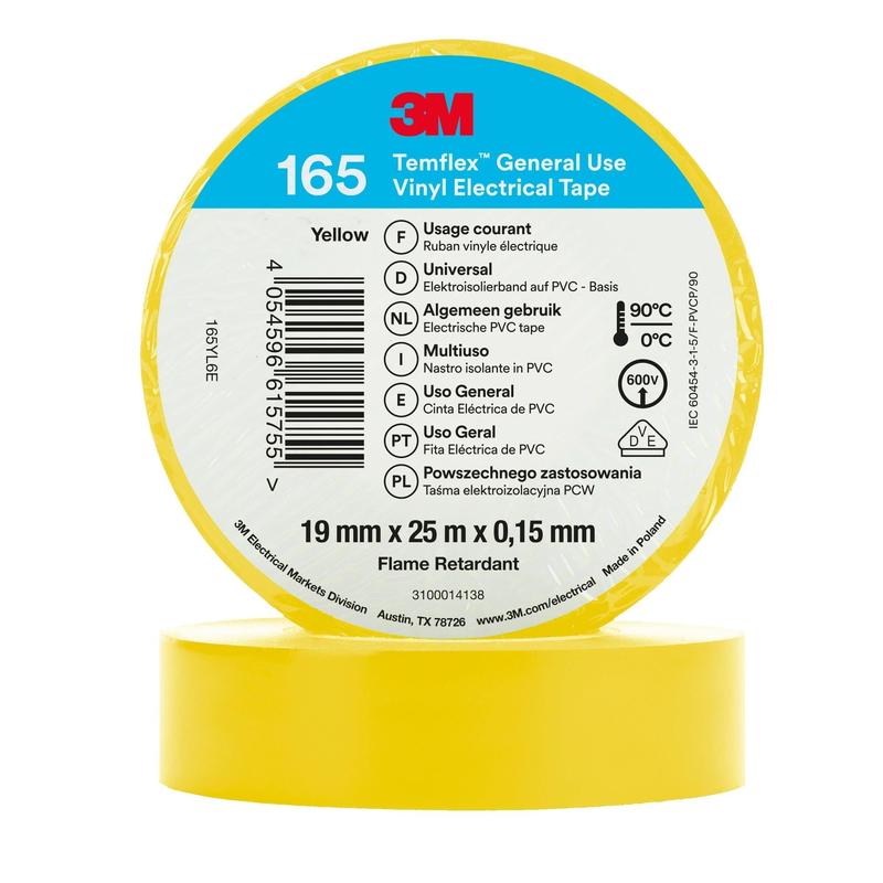 3M™ Temflex™ Vinyl eltejp 165 gul