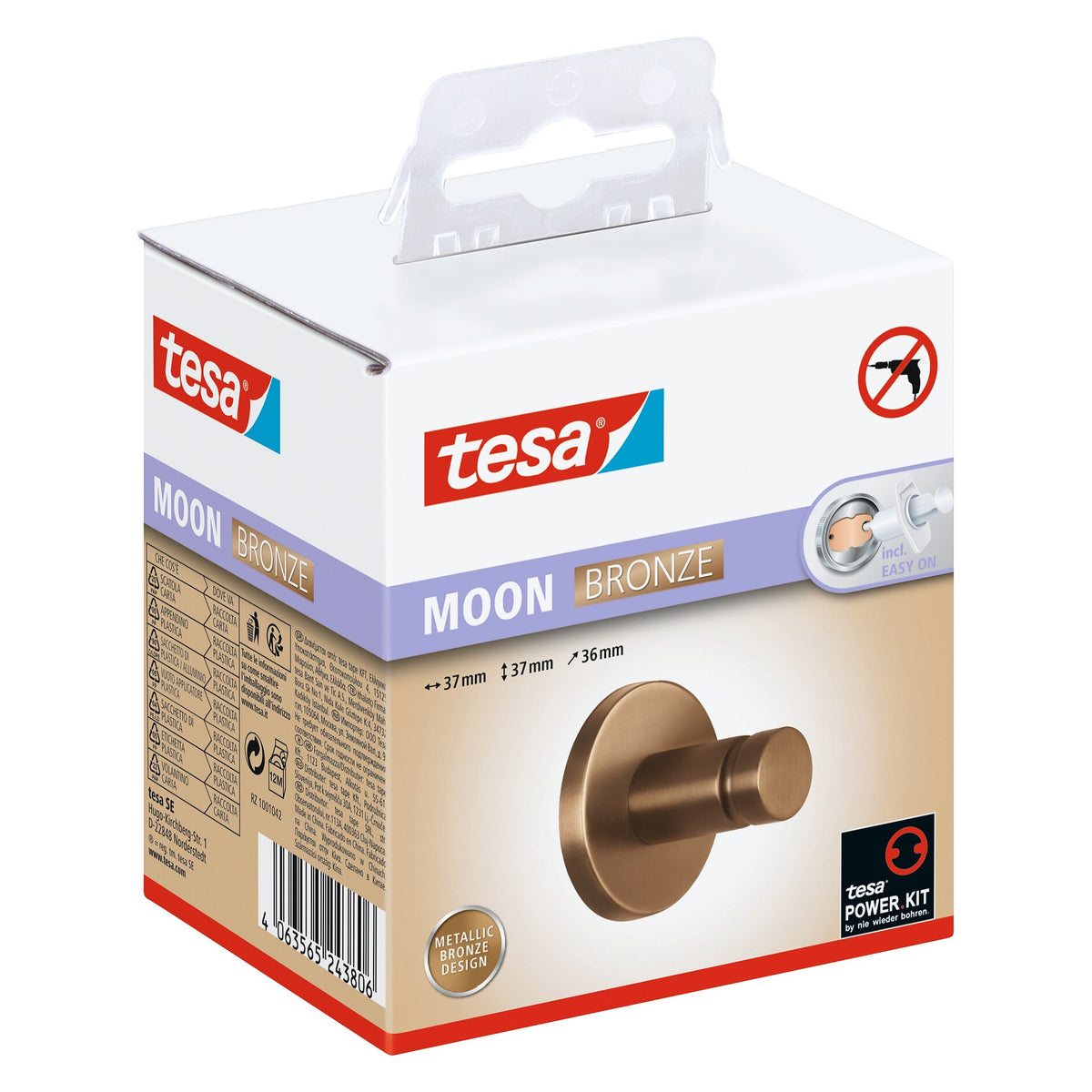 tesa MOON Bronze Handtuchhaken, selbstklebend, Metall PVD-beschichtet