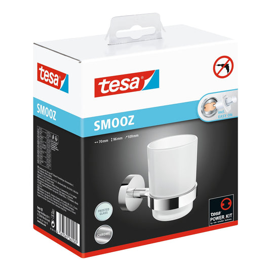 tesa SMOOZ-mugghållare, självhäftande, förkromad metall