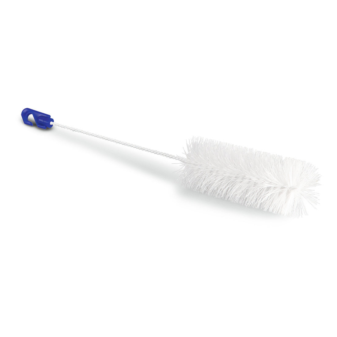 Die Nölle Profi Brush Flaschenbürste (Ø 58 mm, 500 mm) von Nölle Profi Brush Bürsten- & Pinseltechnik e.K. zeichnet sich durch einen reinen Borstekopf, einen gedrehten Drahtstiel und einen blauen Kunststoffgriff aus, der auf einem schlichten weißen Hintergrund abgebildet ist.