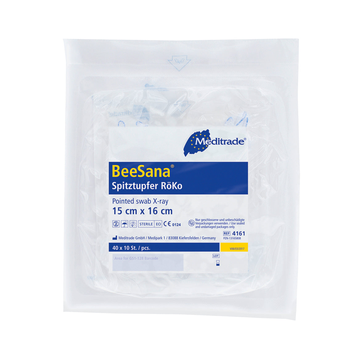 BeeSana® spetsig pinne VM 20, RöKo, steril, 15 x 16 cm, stor | Förpackning (400 stycken)