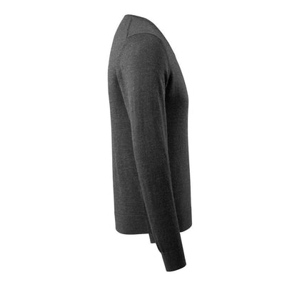 Stickad tröja V-ringad, stickad tröja i merinoull