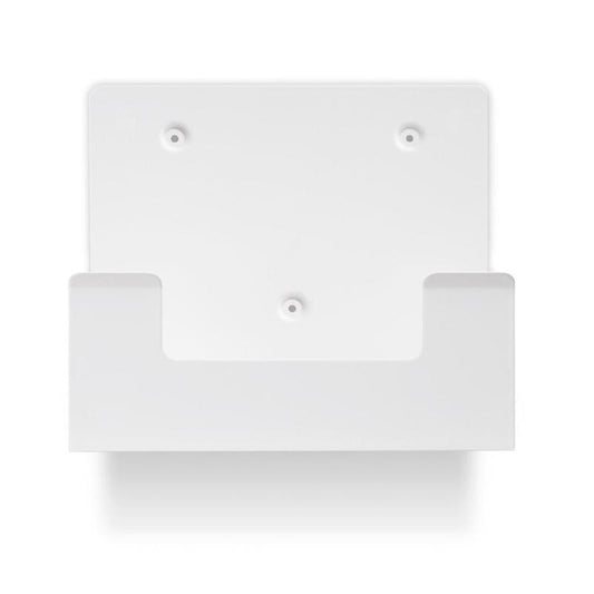 Eine weiße, rechteckige Orkla Wound Care AB Wandhalterung für Augenspületui REF 51011042 (1 Stück) mit drei Schraublöchern und einer vorderen Öffnung, von oben vor einem schlichten weißen Hintergrund dargestellt.