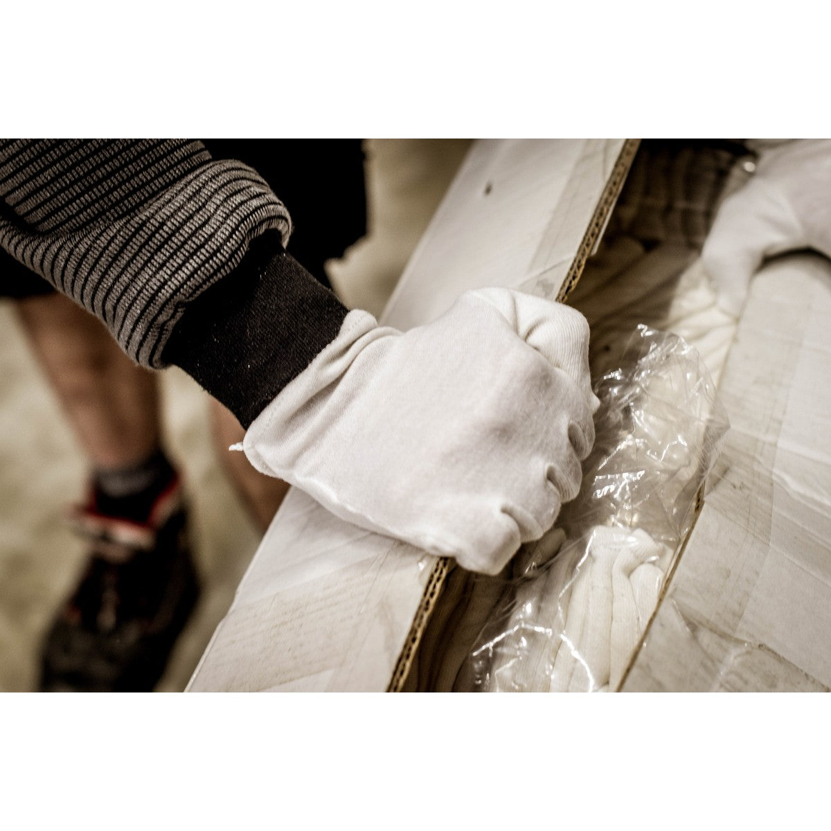 NITRAS bomullsjersey handskar, vit, OEKO-TEX bomullsjersey | Förpackning (12 par)