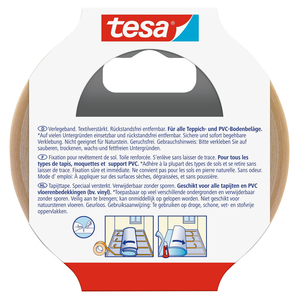 tesa 55731 Monteringstejp, kan avlägsnas utan att lämna rester, 10 m x 50 mm, vit-genomskinlig